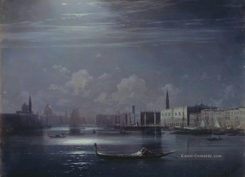 Nachtlandschaft Venedig Verspielt Ivan Aiwasowski makedonisch Ölgemälde